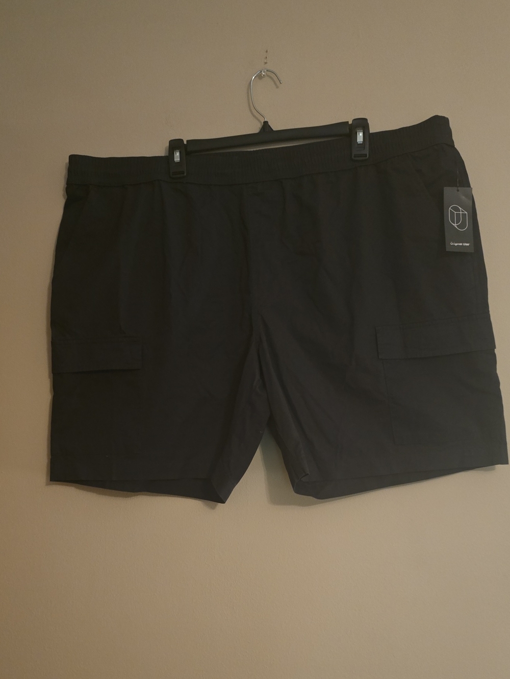 New Original Use Men's XXL Black Cargo Shorts Adjustable Drawstring